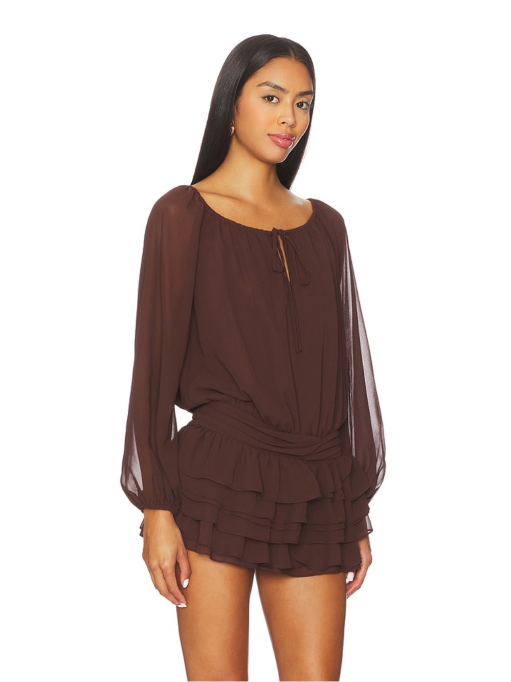 Amanda Uprichard Dallas Skort Romper in Cocoa